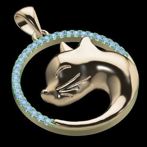 cat pendant 3D print model_5
