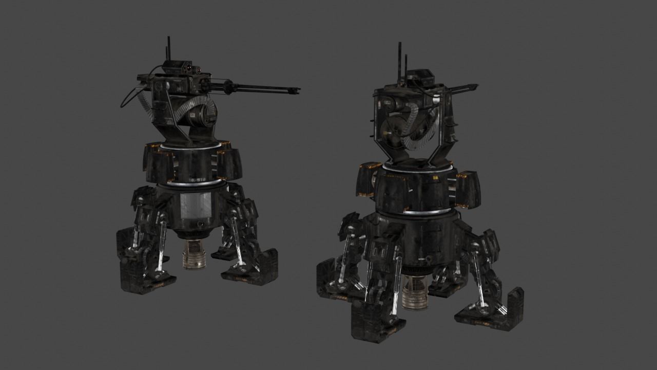 Sci Fi Turret Machine Gun Low-poly 3D model_3
