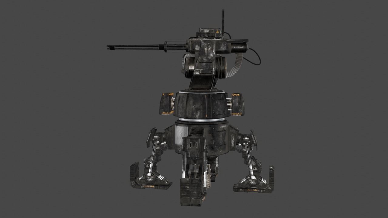 Sci Fi Turret Machine Gun Low-poly 3D model_11