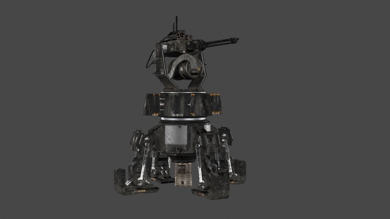 Sci Fi Turret Machine Gun Low-poly 3D model_4