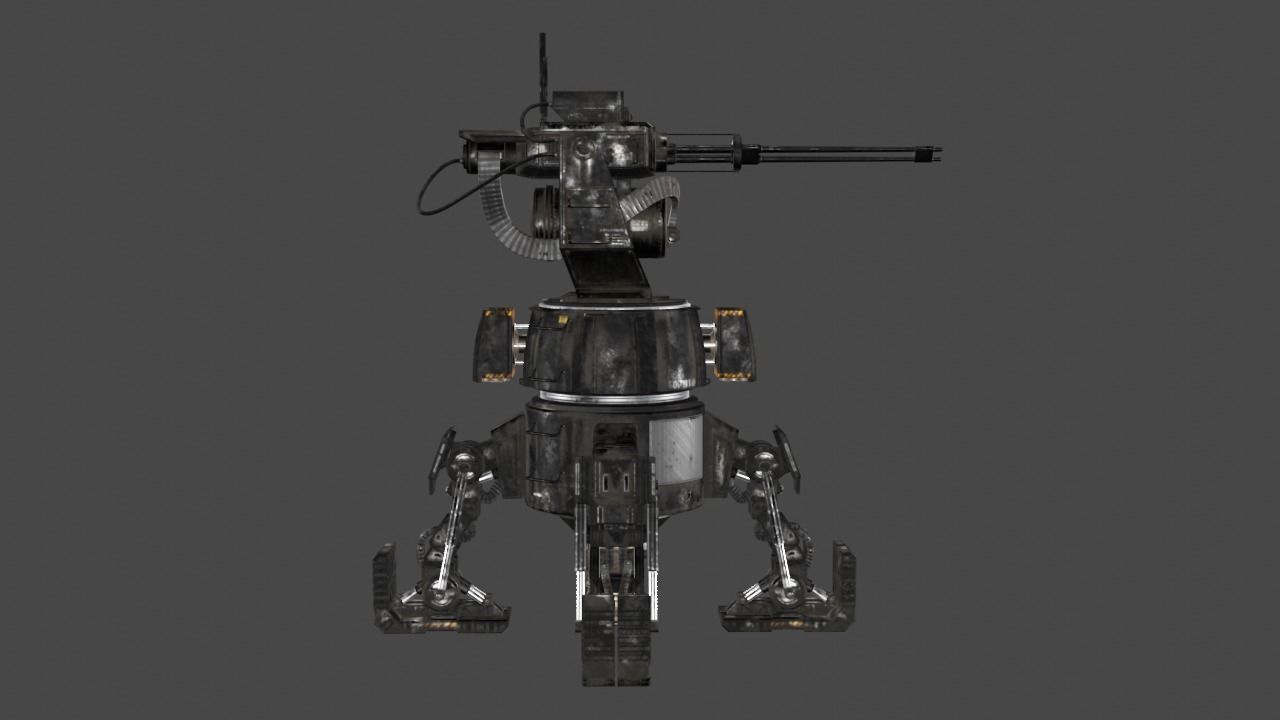 Sci Fi Turret Machine Gun Low-poly 3D model_6