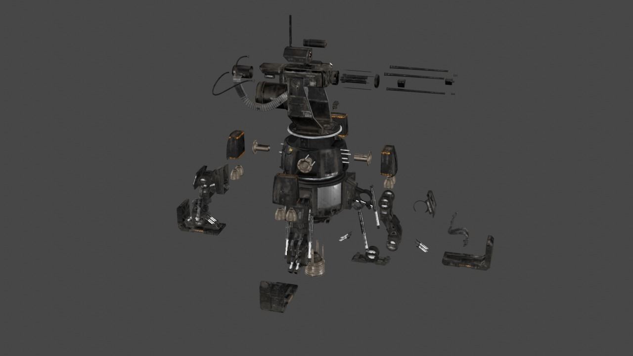 Sci Fi Turret Machine Gun Low-poly 3D model_17