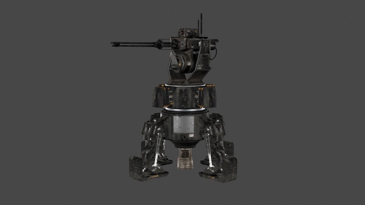 Sci Fi Turret Machine Gun Low-poly 3D model_33