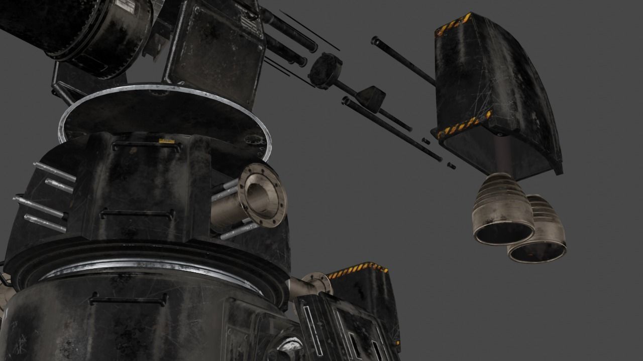 Sci Fi Turret Machine Gun Low-poly 3D model_26