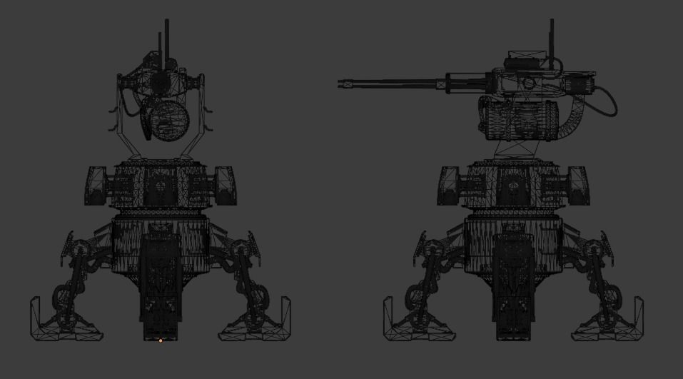 Sci Fi Turret Machine Gun Low-poly 3D model_2