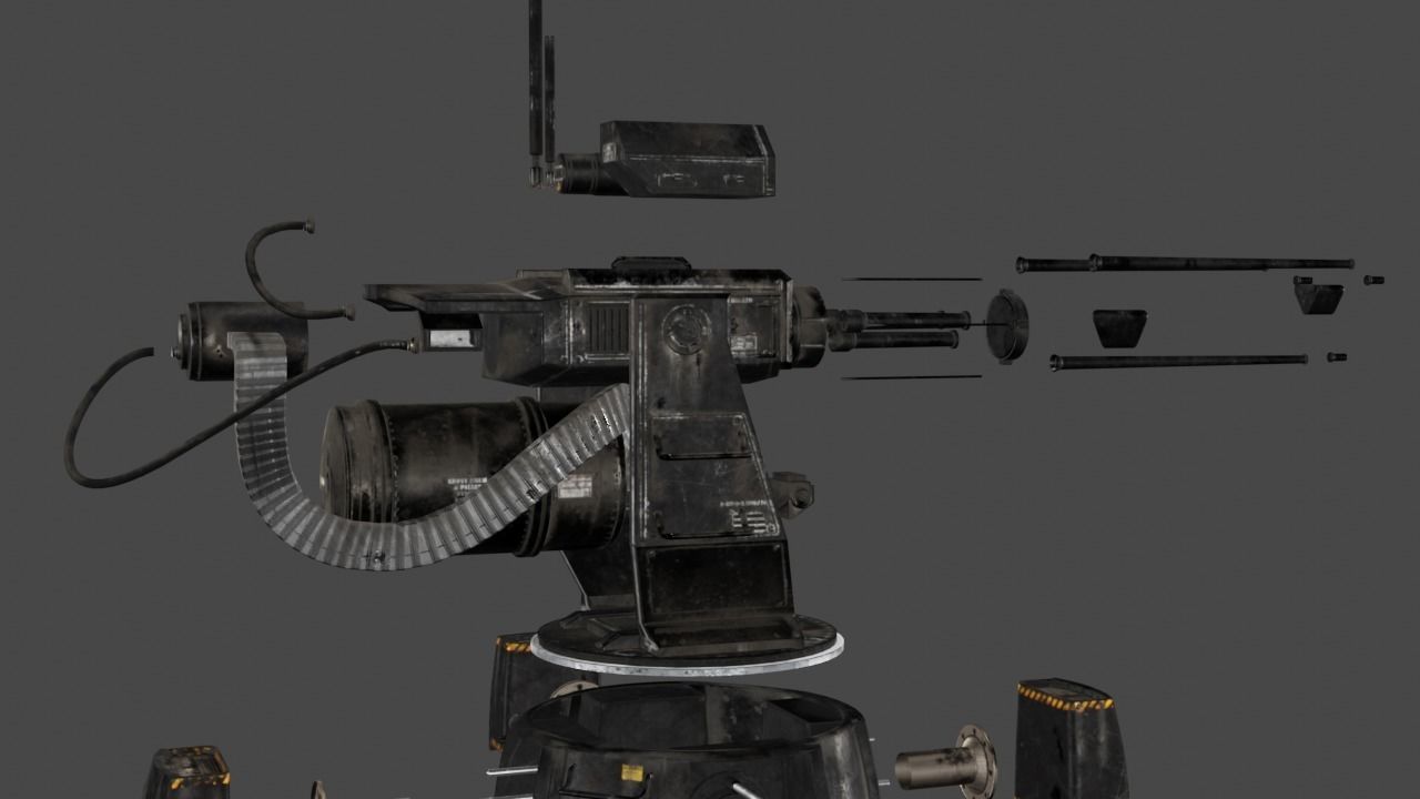 Sci Fi Turret Machine Gun Low-poly 3D model_19