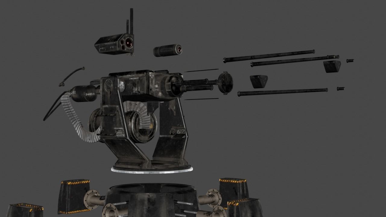 Sci Fi Turret Machine Gun Low-poly 3D model_18