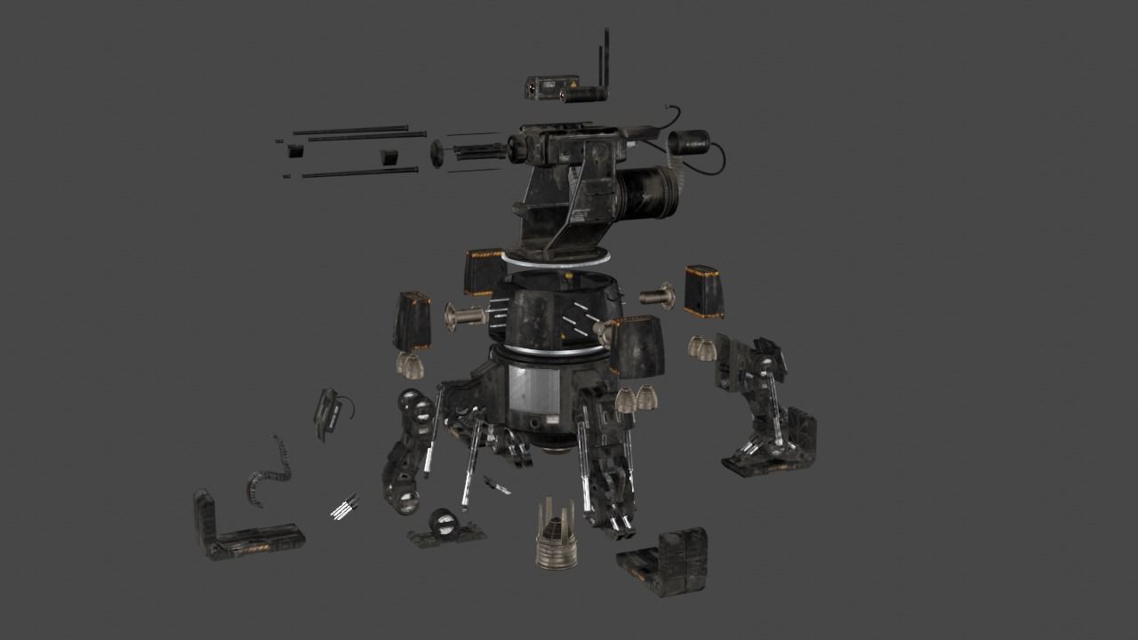 Sci Fi Turret Machine Gun Low-poly 3D model_16
