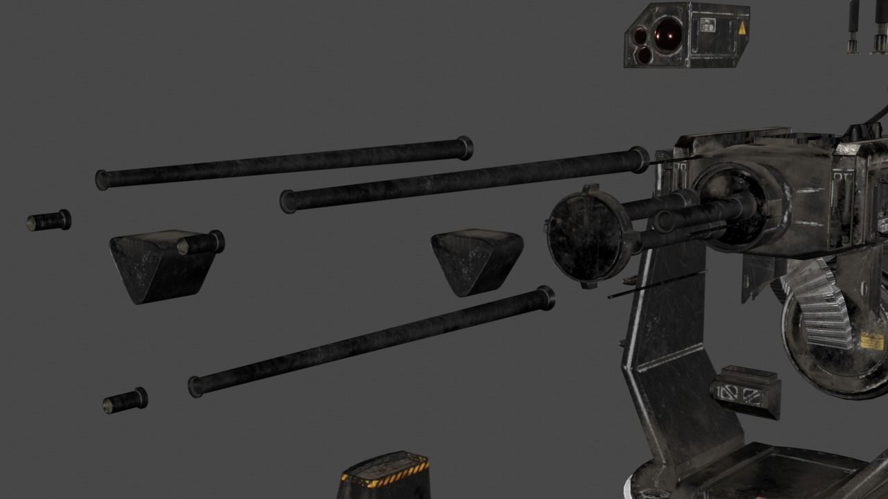 Sci Fi Turret Machine Gun Low-poly 3D model_27