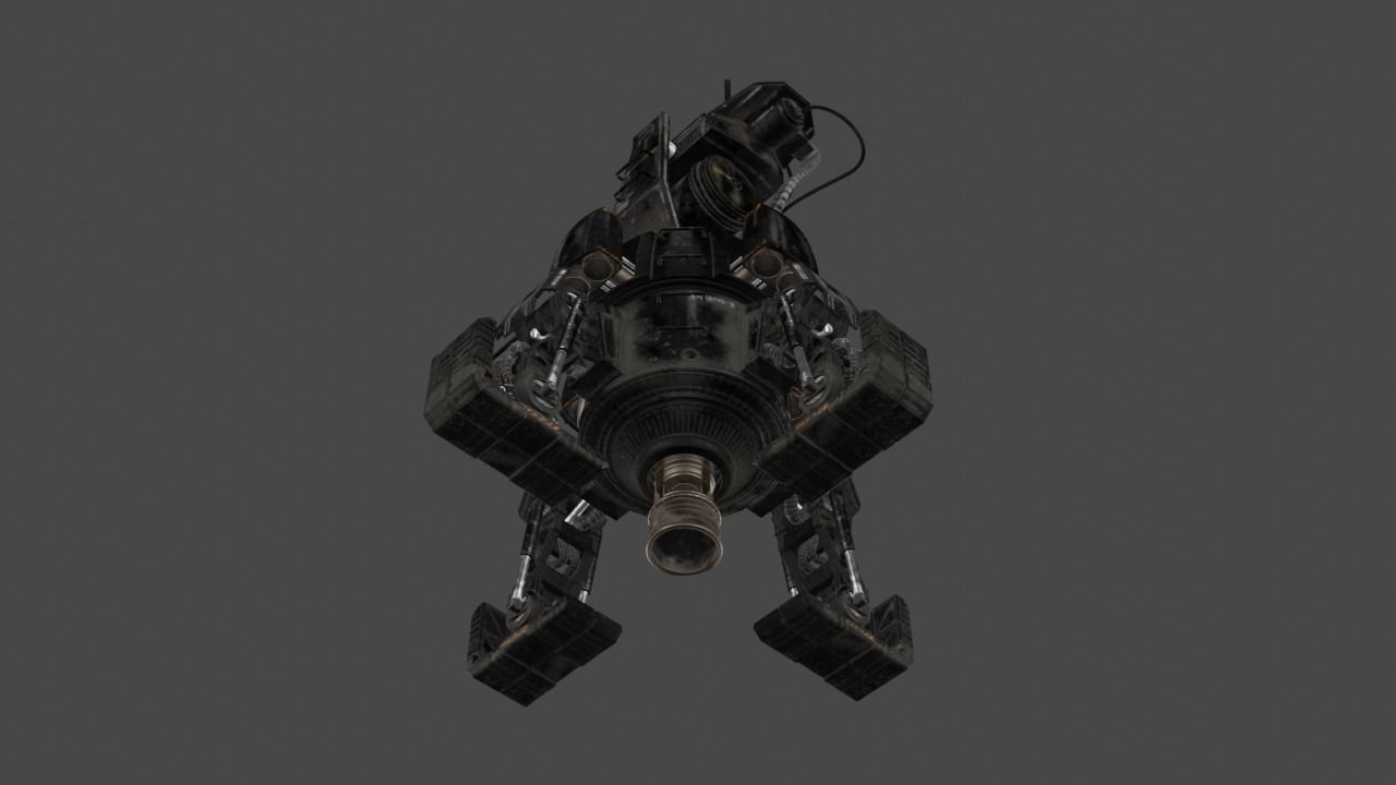 Sci Fi Turret Machine Gun Low-poly 3D model_13