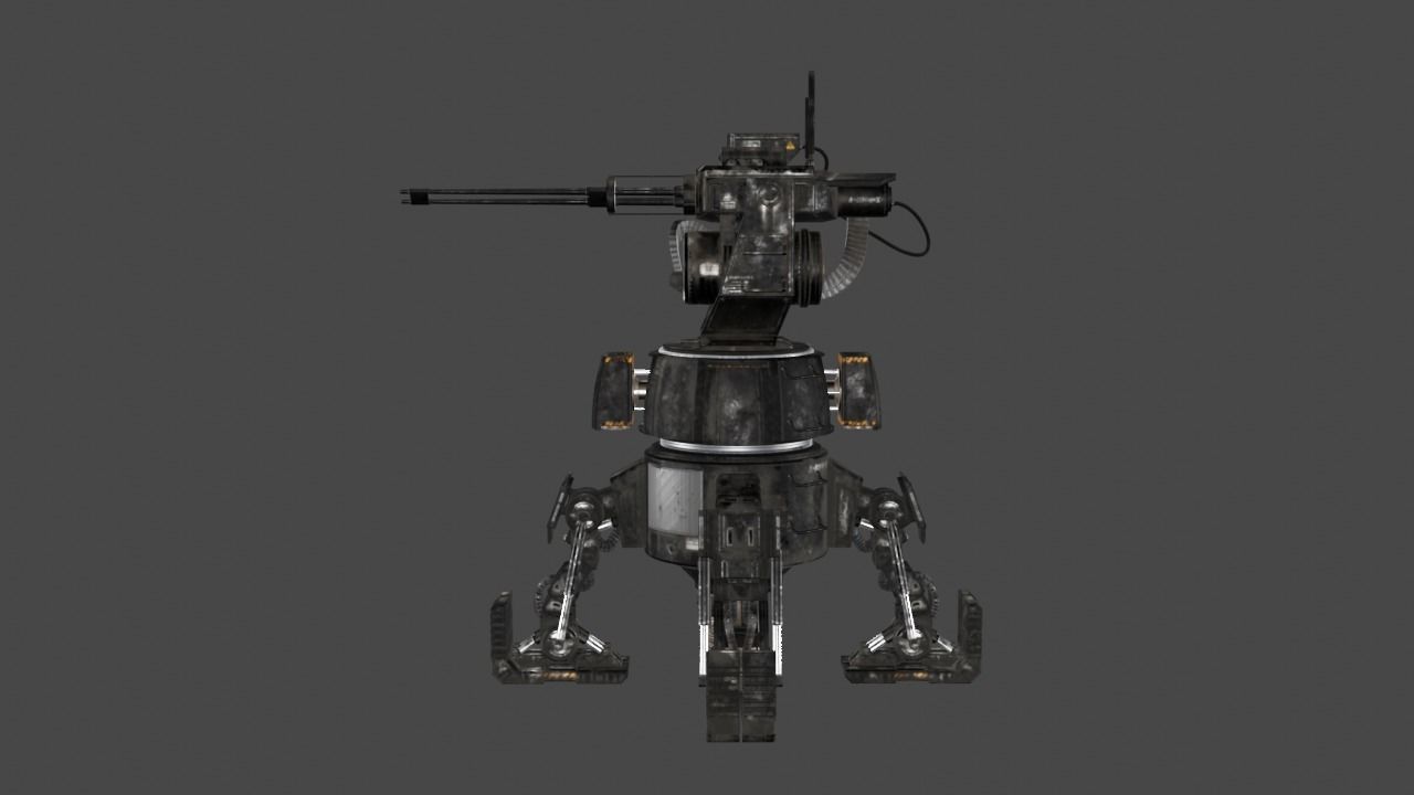 Sci Fi Turret Machine Gun Low-poly 3D model_32