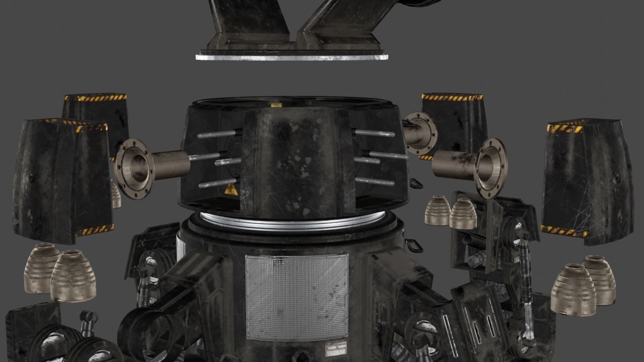 Sci Fi Turret Machine Gun Low-poly 3D model_24