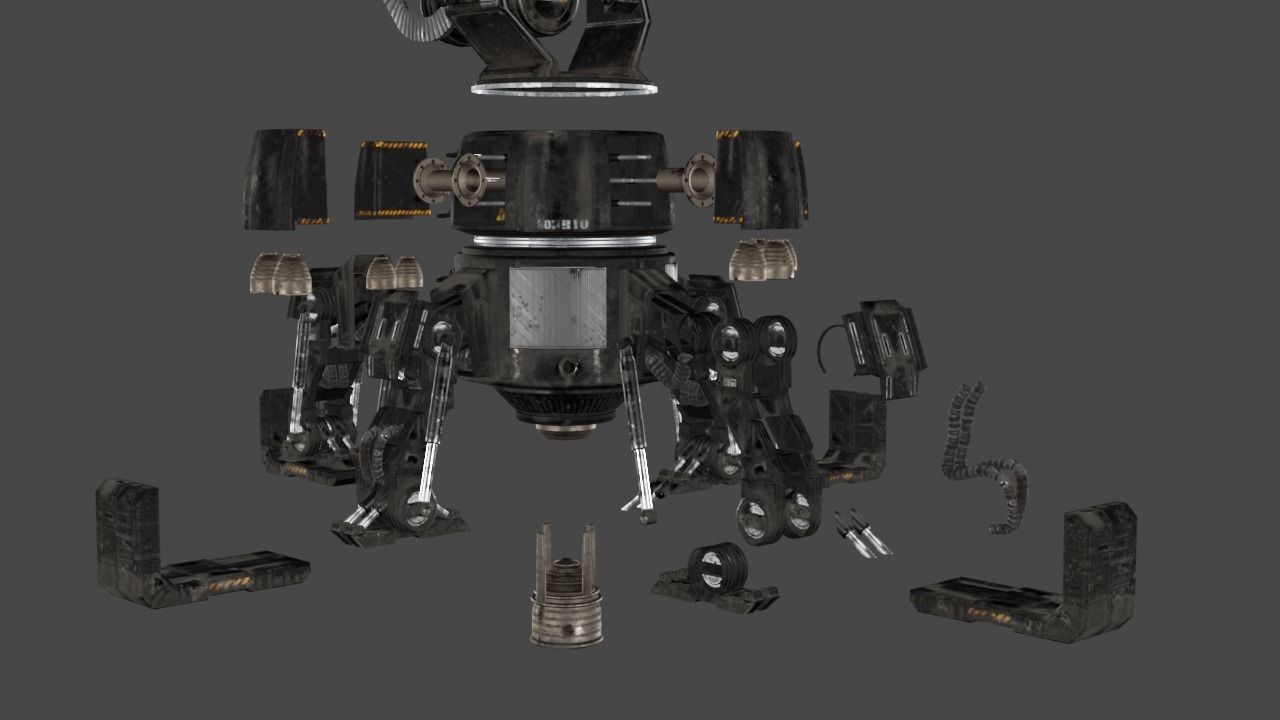 Sci Fi Turret Machine Gun Low-poly 3D model_21