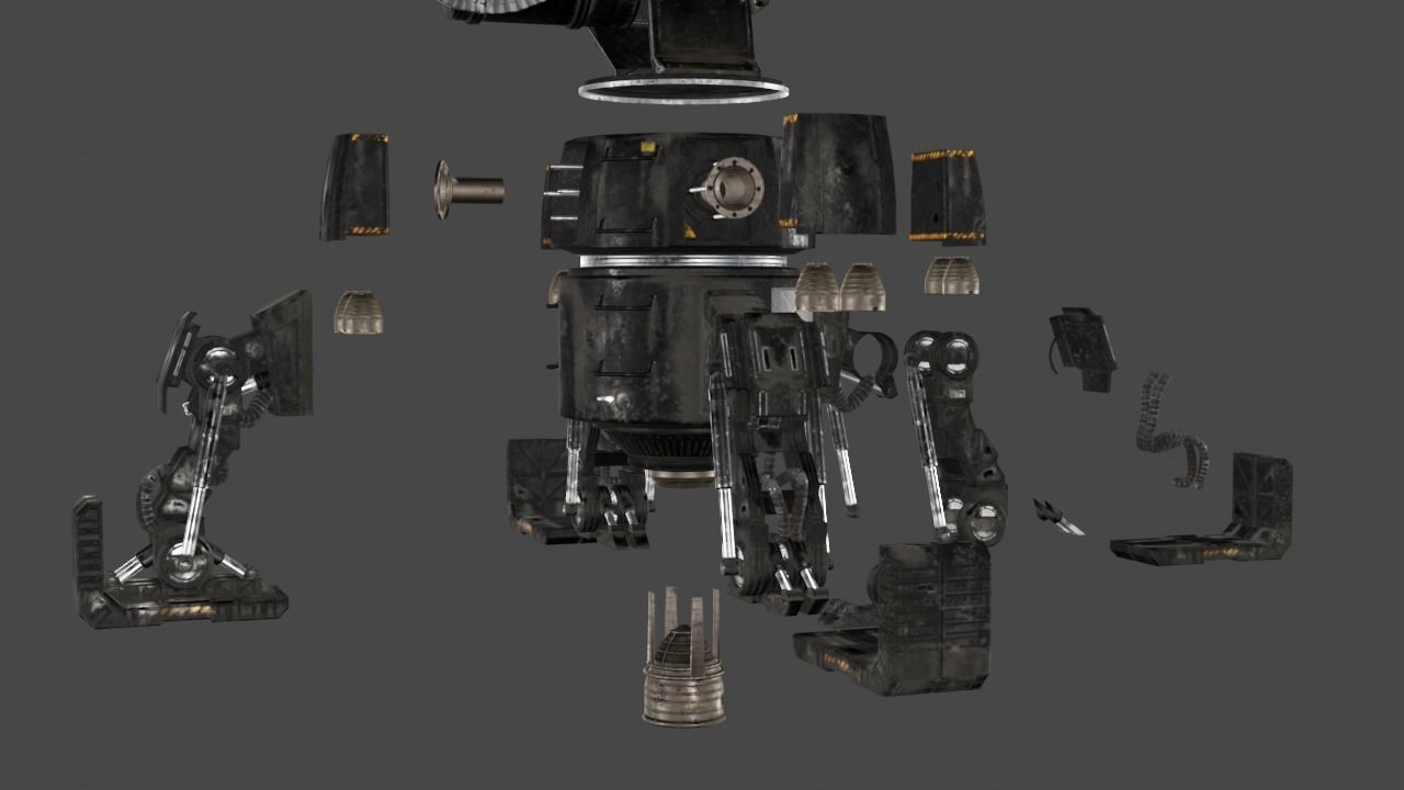 Sci Fi Turret Machine Gun Low-poly 3D model_20