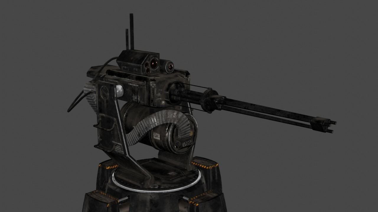 Sci Fi Turret Machine Gun Low-poly 3D model_14