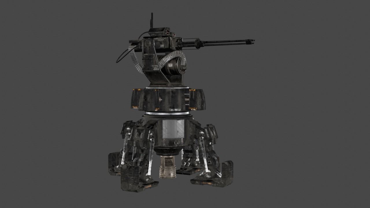 Sci Fi Turret Machine Gun Low-poly 3D model_5