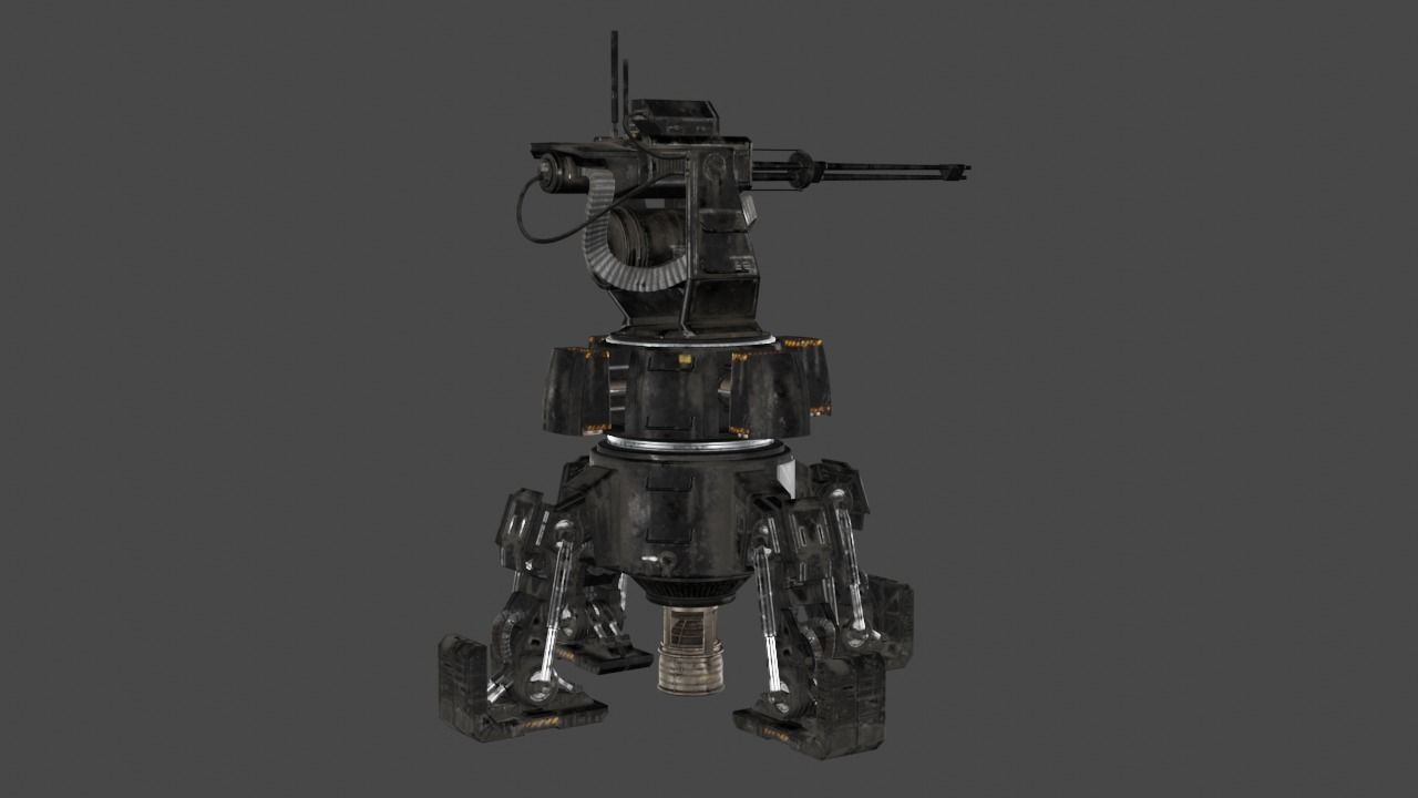 Sci Fi Turret Machine Gun Low-poly 3D model_7