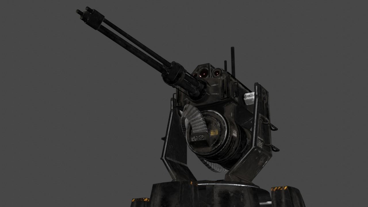 Sci Fi Turret Machine Gun Low-poly 3D model_25