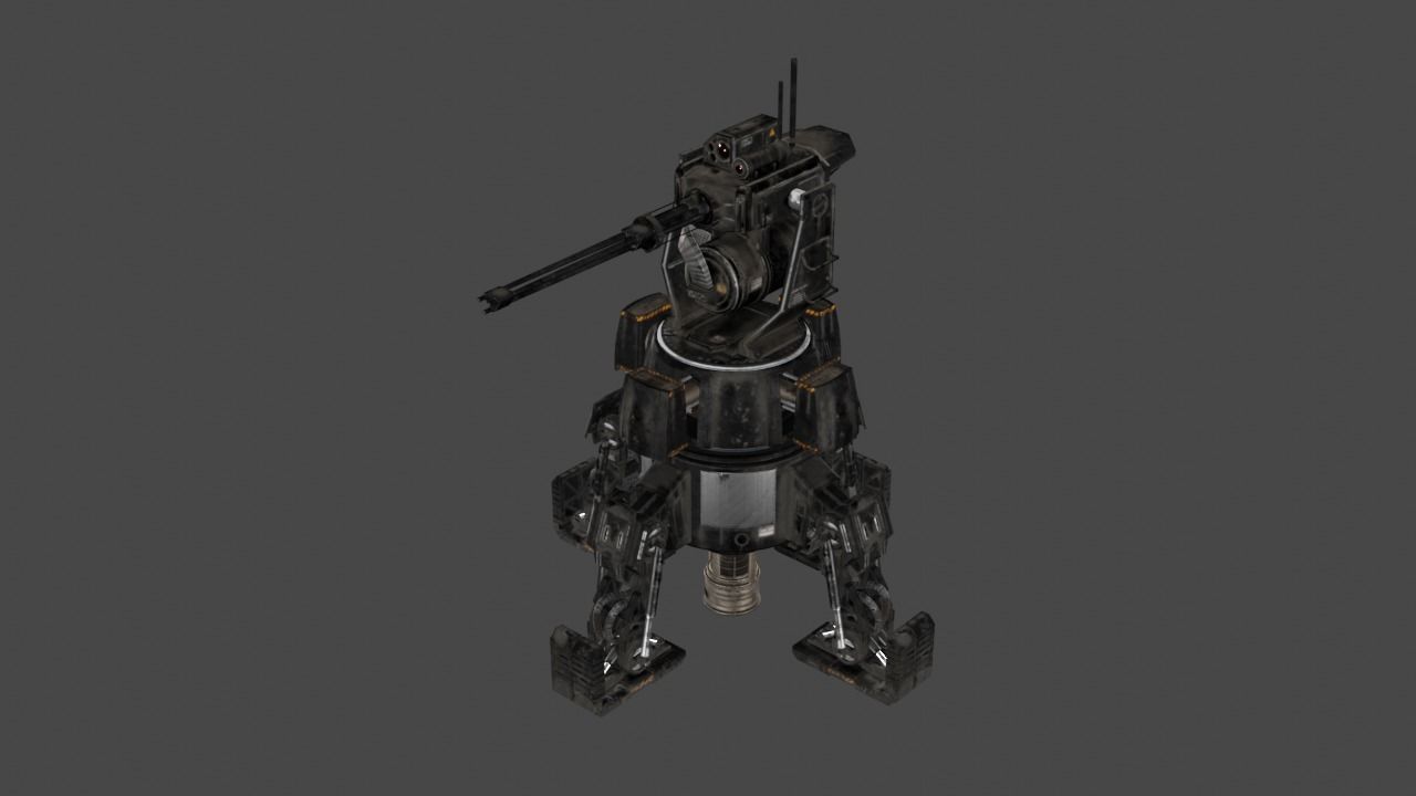 Sci Fi Turret Machine Gun Low-poly 3D model_31