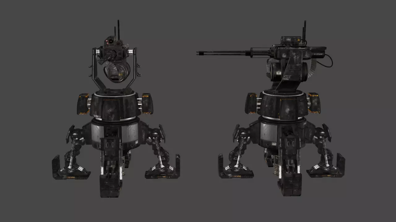 Sci Fi Turret Machine Gun Low-poly 3D model_0