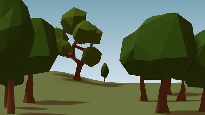 Cartoon Classic Trees 1 Low-poly 3D model