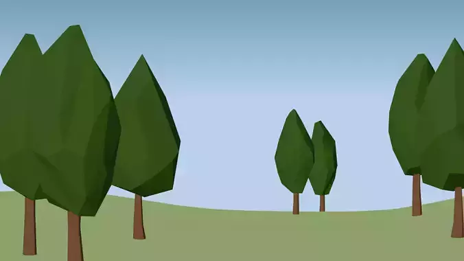 Cartoon Classic Trees 2 Low-poly 3D model