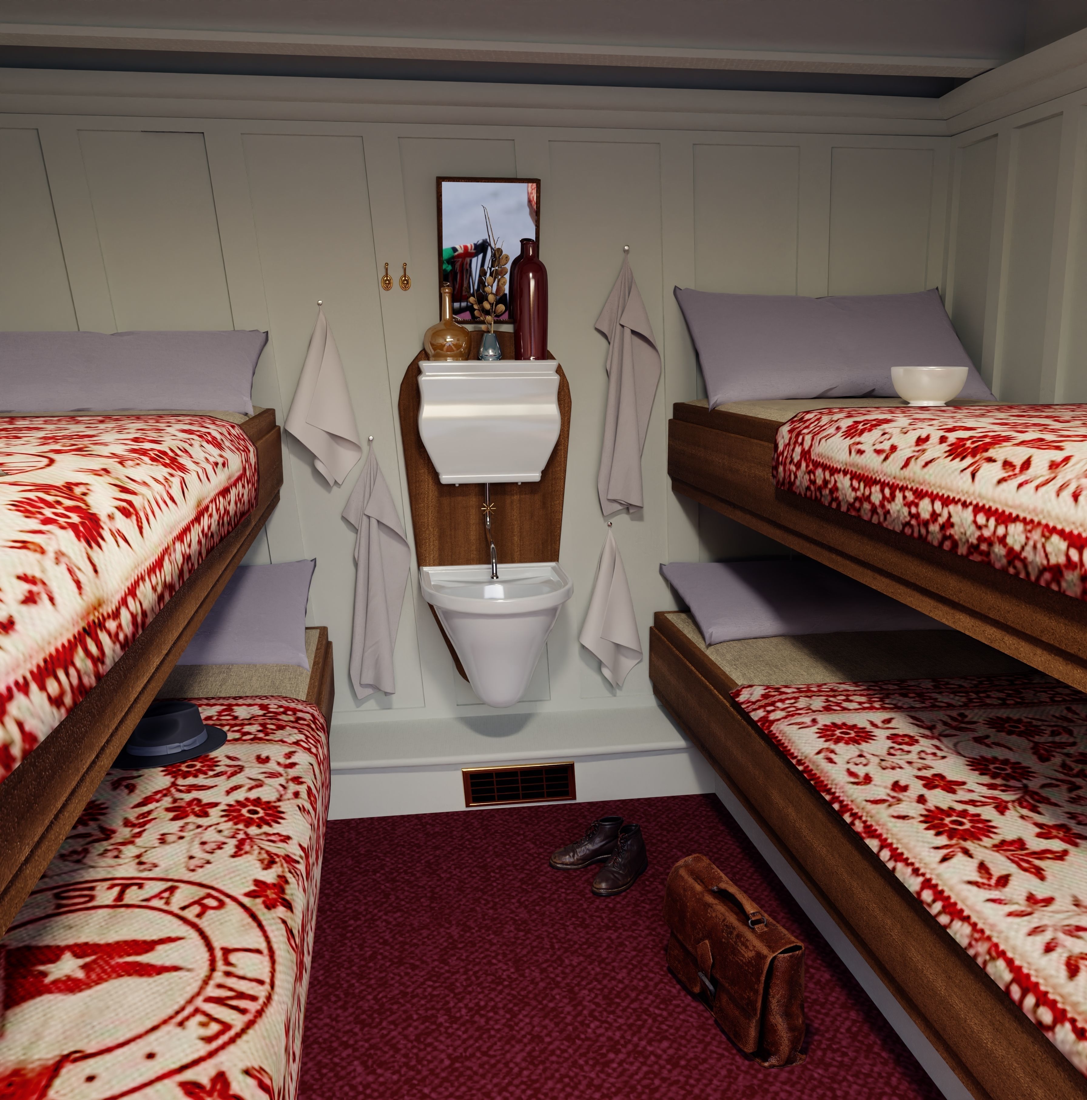 Titanic - 3rd class cabin room  3D model_1