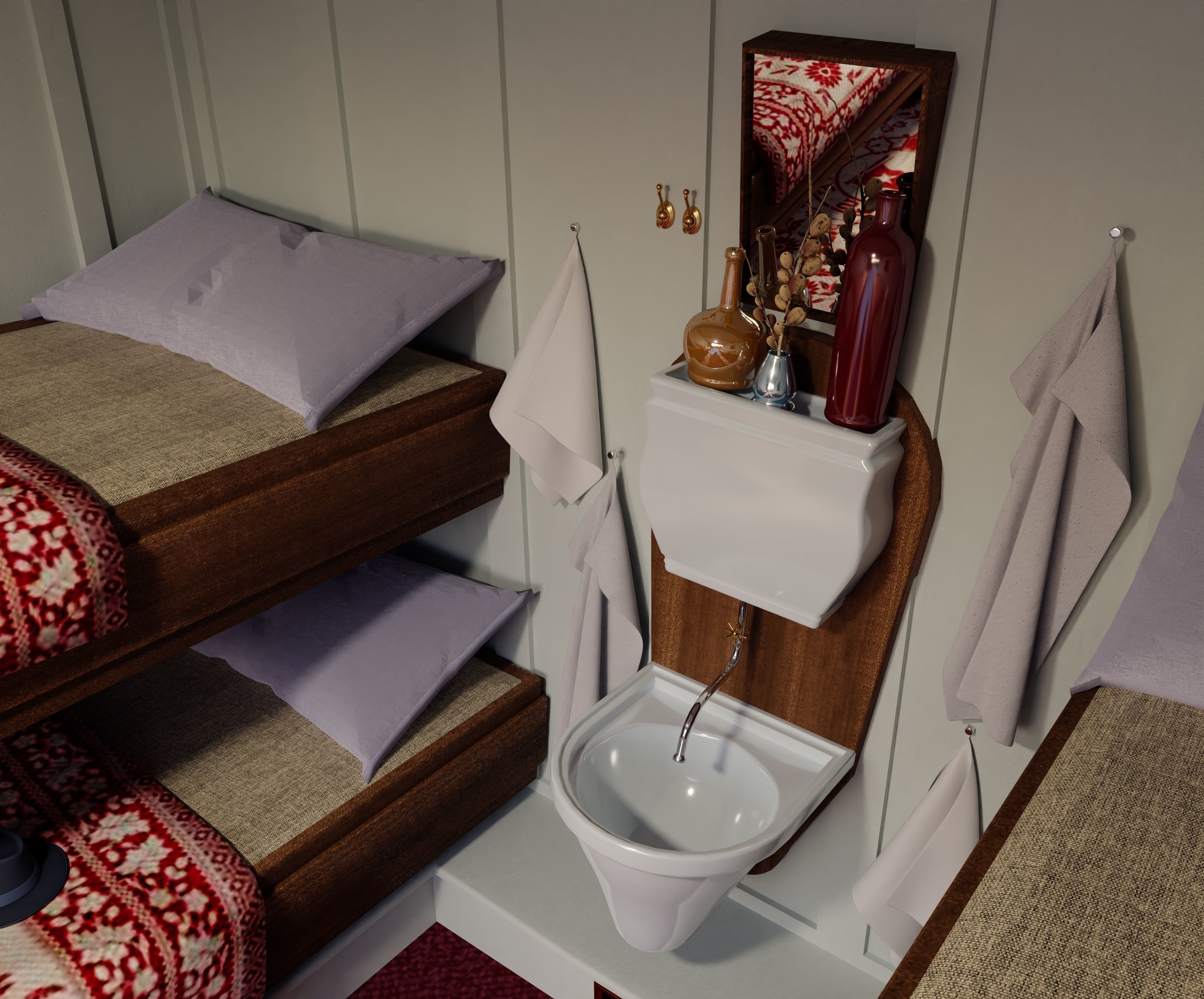 Titanic - 3rd class cabin room  3D model_4