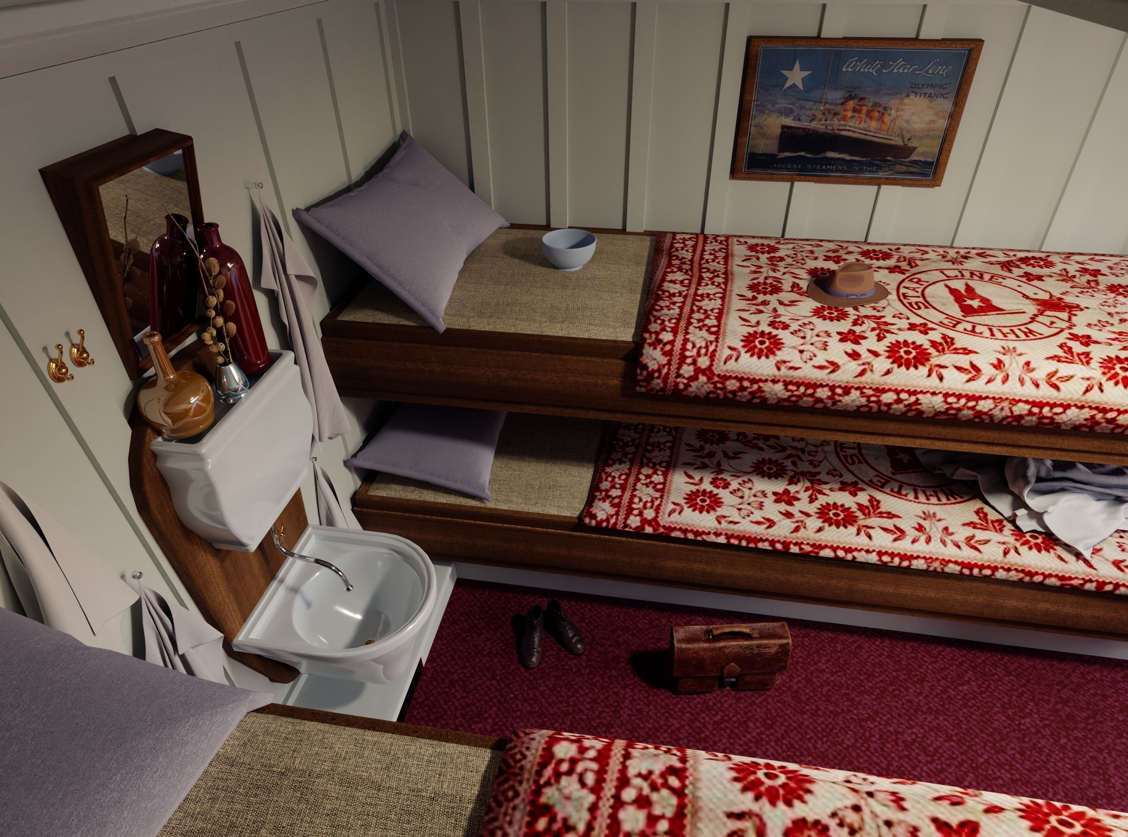 Titanic - 3rd class cabin room  3D model_2