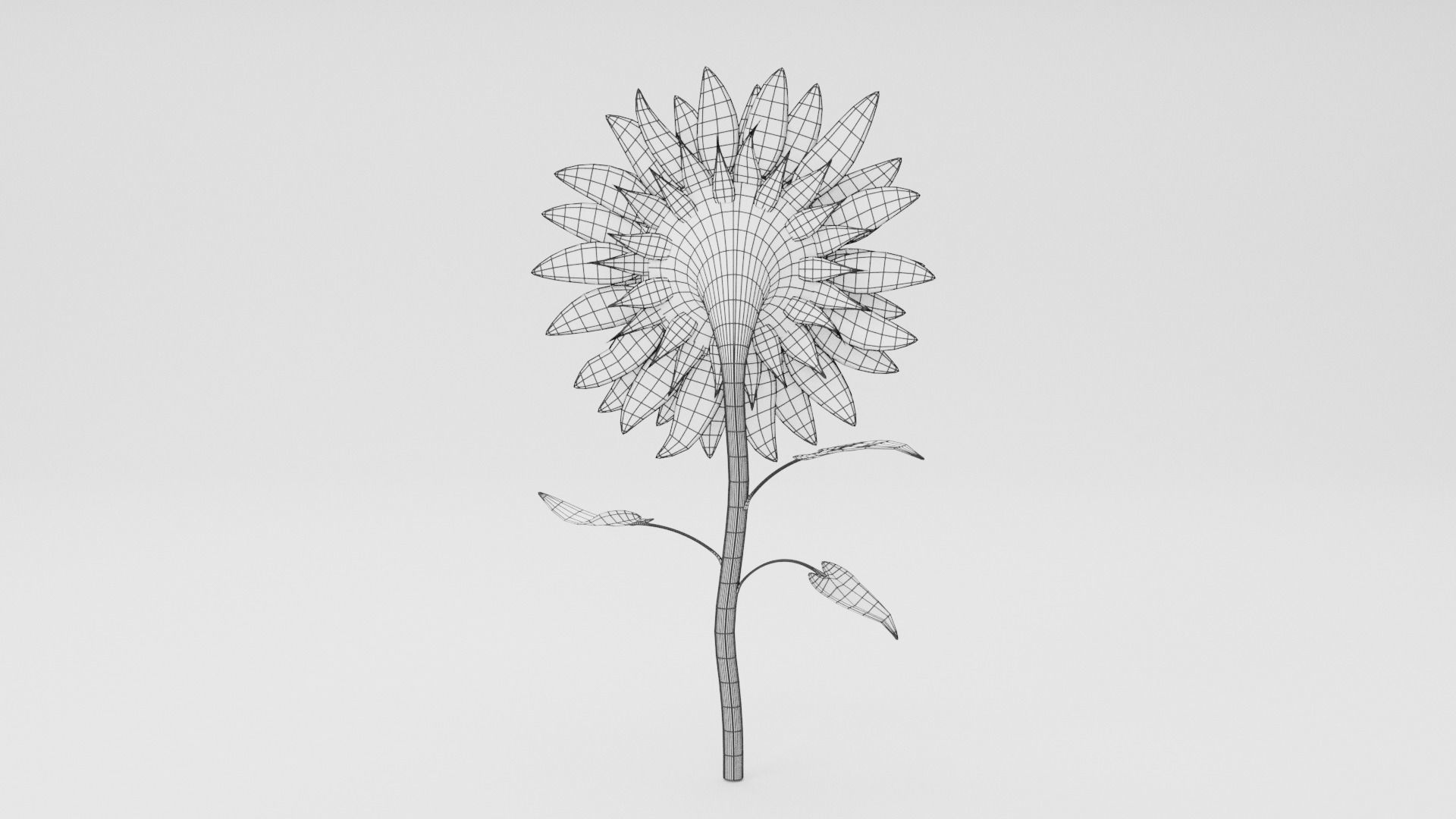 Sunflower Low-poly 3D model_7