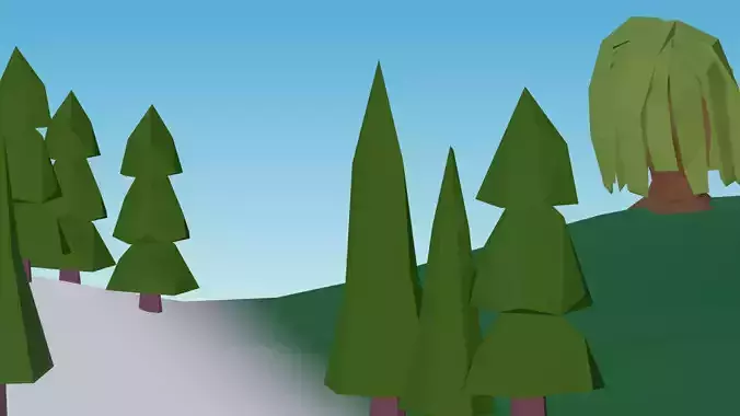Cartoon Classic Trees 3 Low-poly 3D model