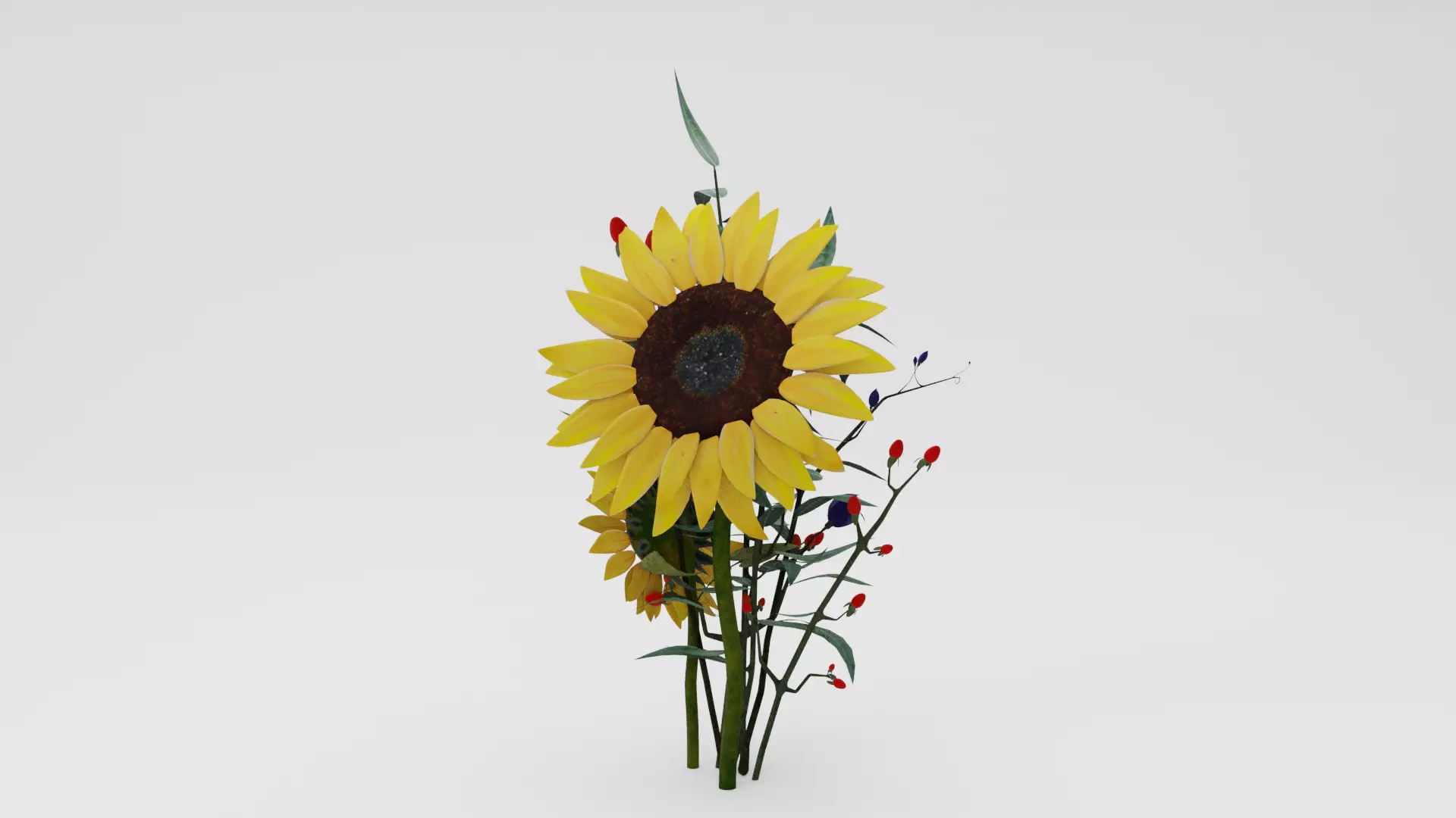 Sunflower Bouquet Low-poly 3D model_0