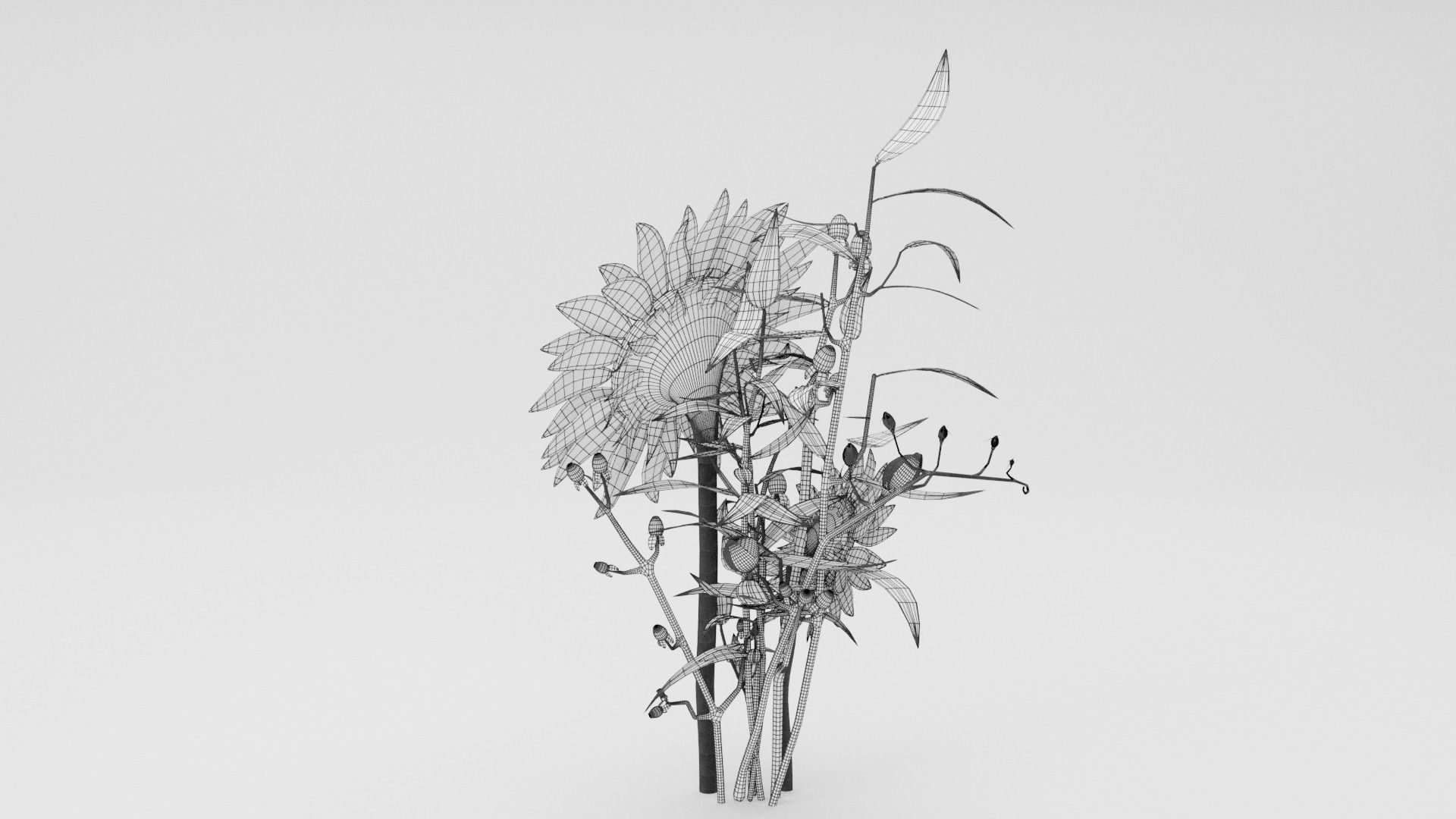 Sunflower Bouquet Low-poly 3D model_7