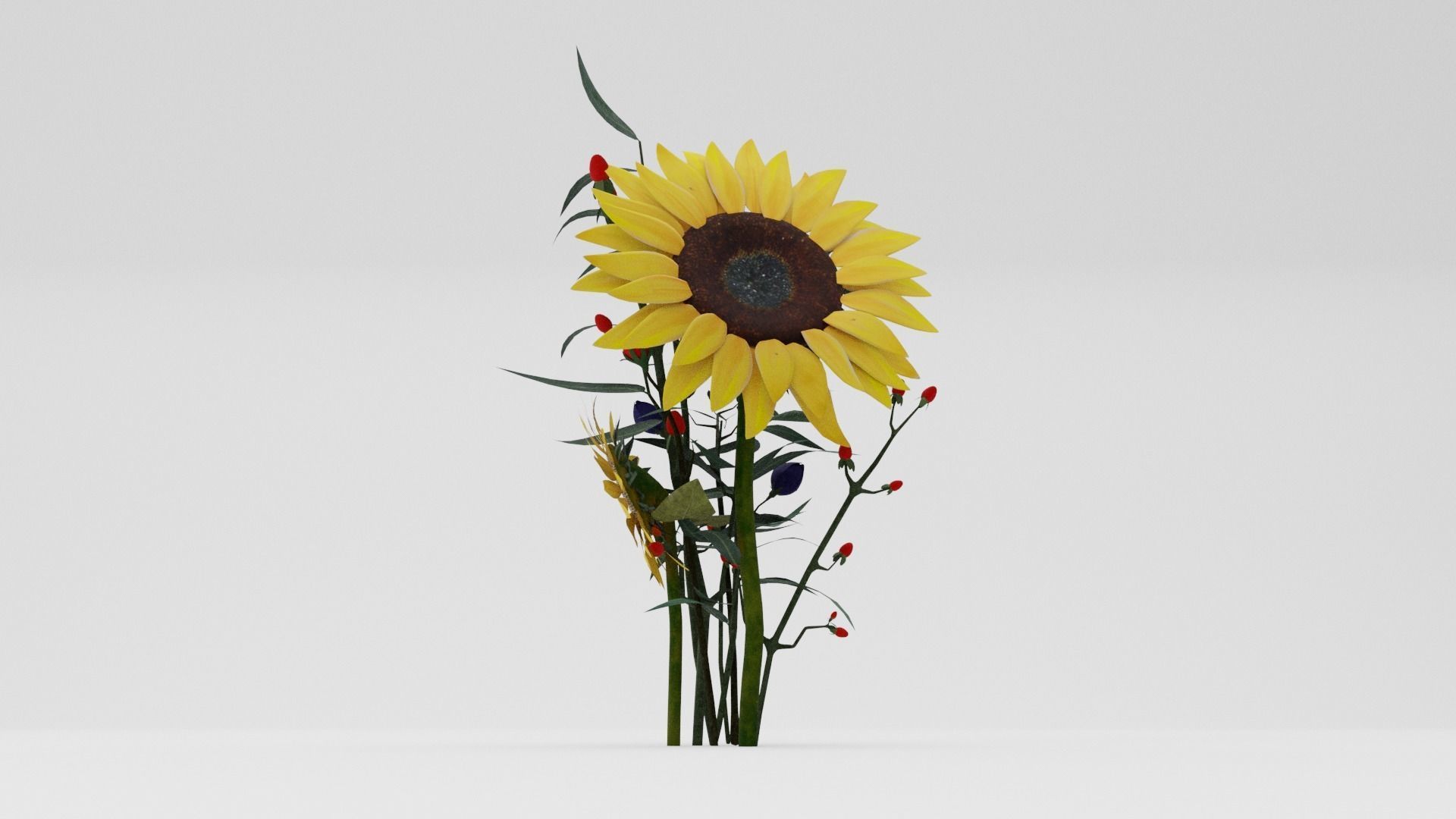 Sunflower Bouquet Low-poly 3D model_4