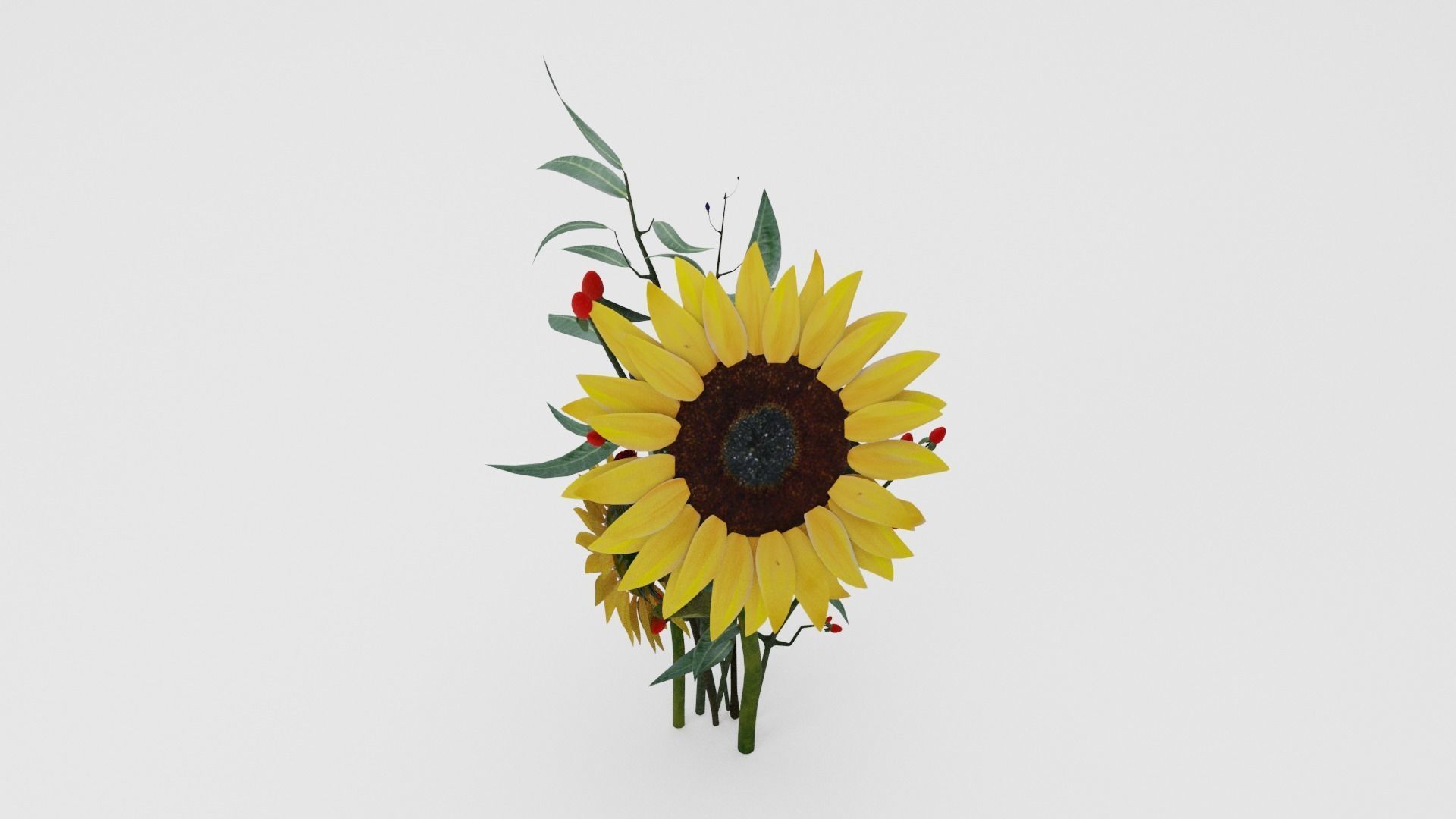 Sunflower Bouquet Low-poly 3D model_3