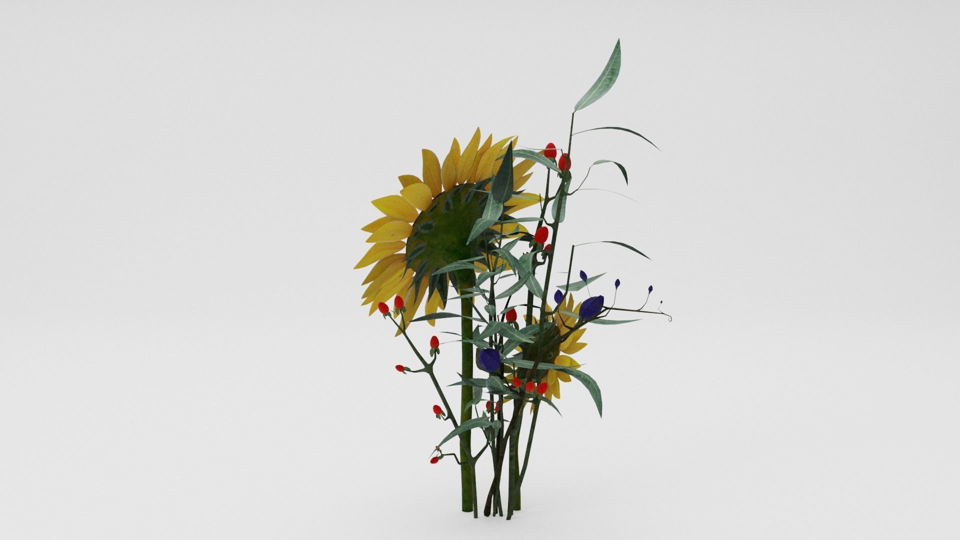 Sunflower Bouquet Low-poly 3D model_2