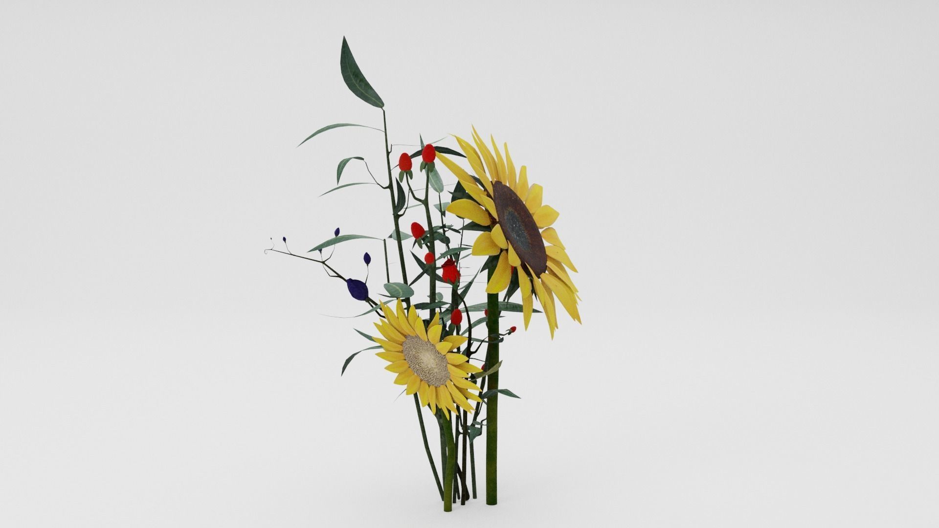 Sunflower Bouquet Low-poly 3D model_1
