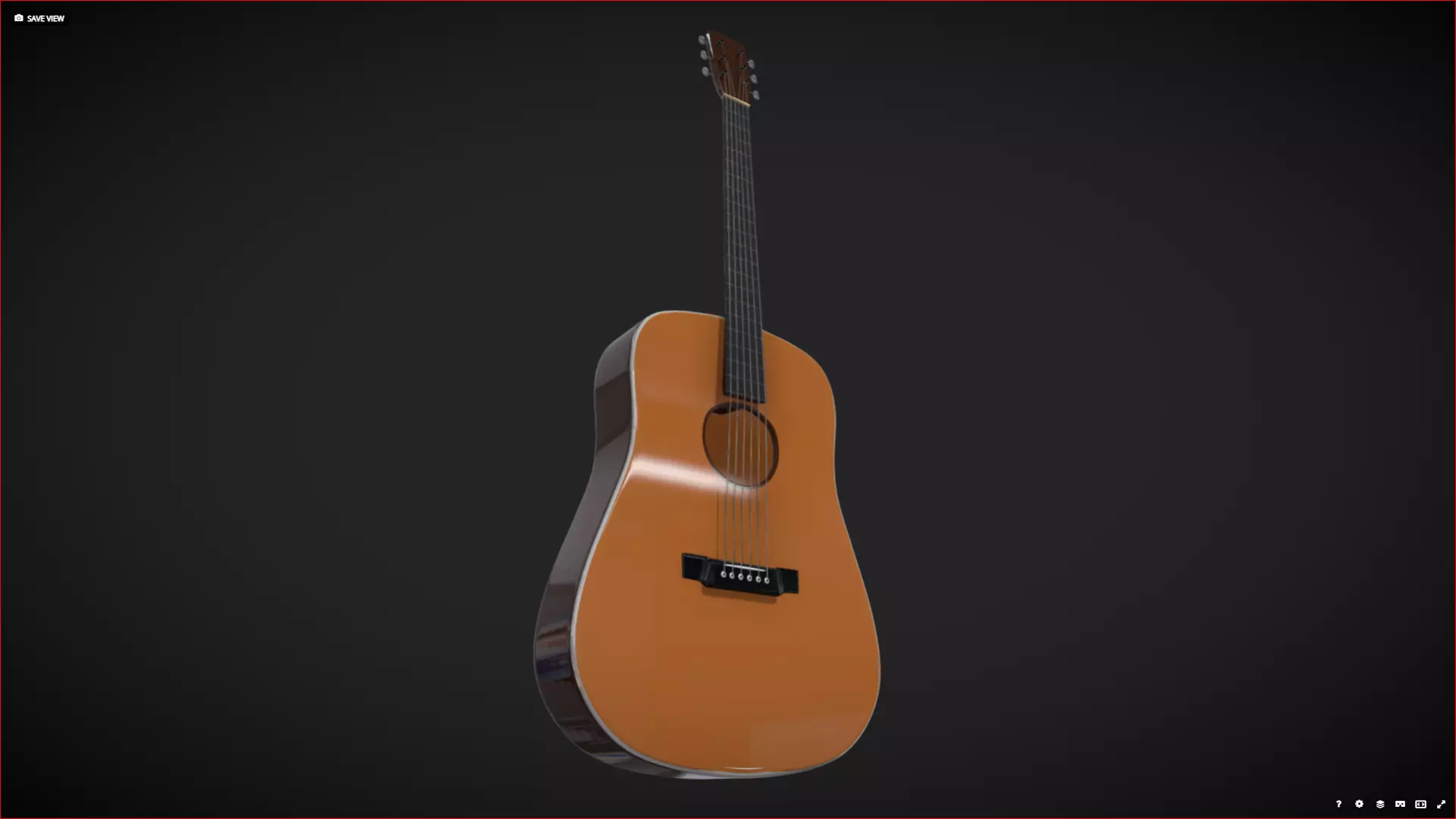 Simple Guitar Low-poly 3D model_0