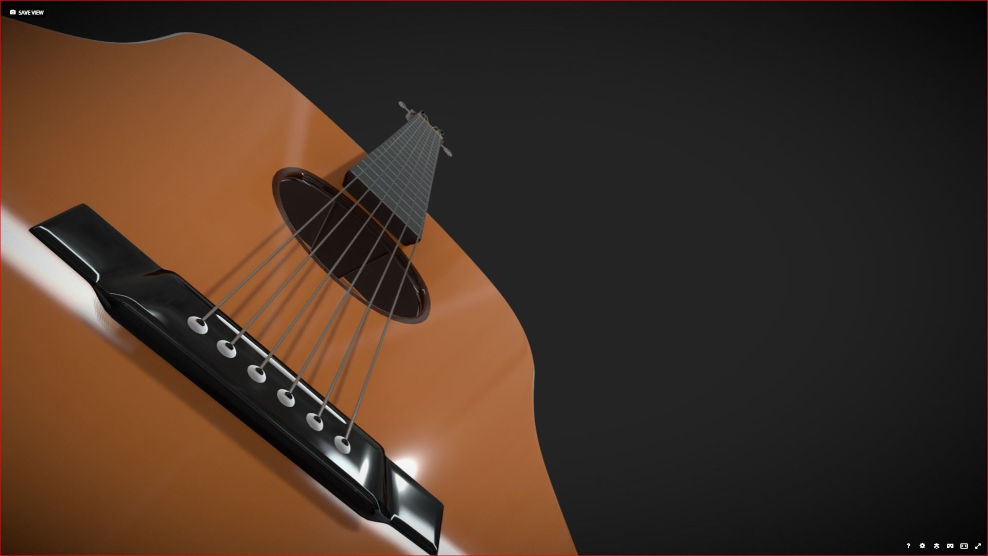 Simple Guitar Low-poly 3D model_1