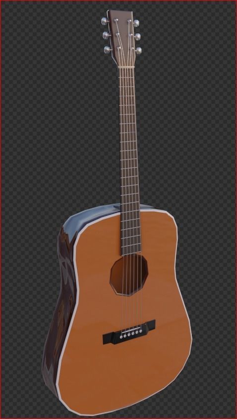 Simple Guitar Low-poly 3D model_3