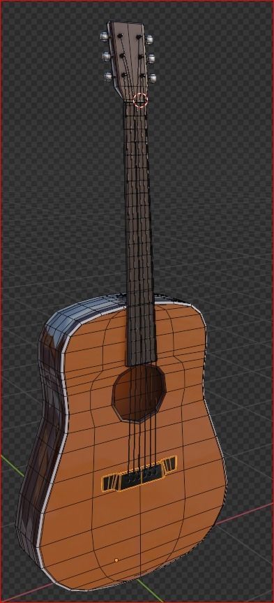 Simple Guitar Low-poly 3D model_2