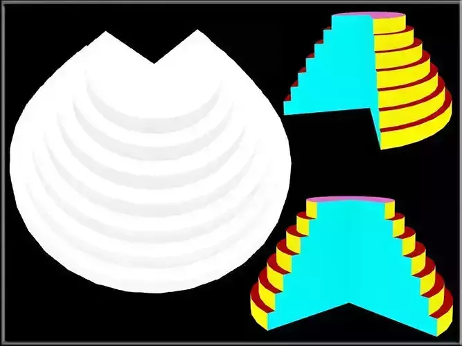 Three quarters pyramid display Low-poly 3D model