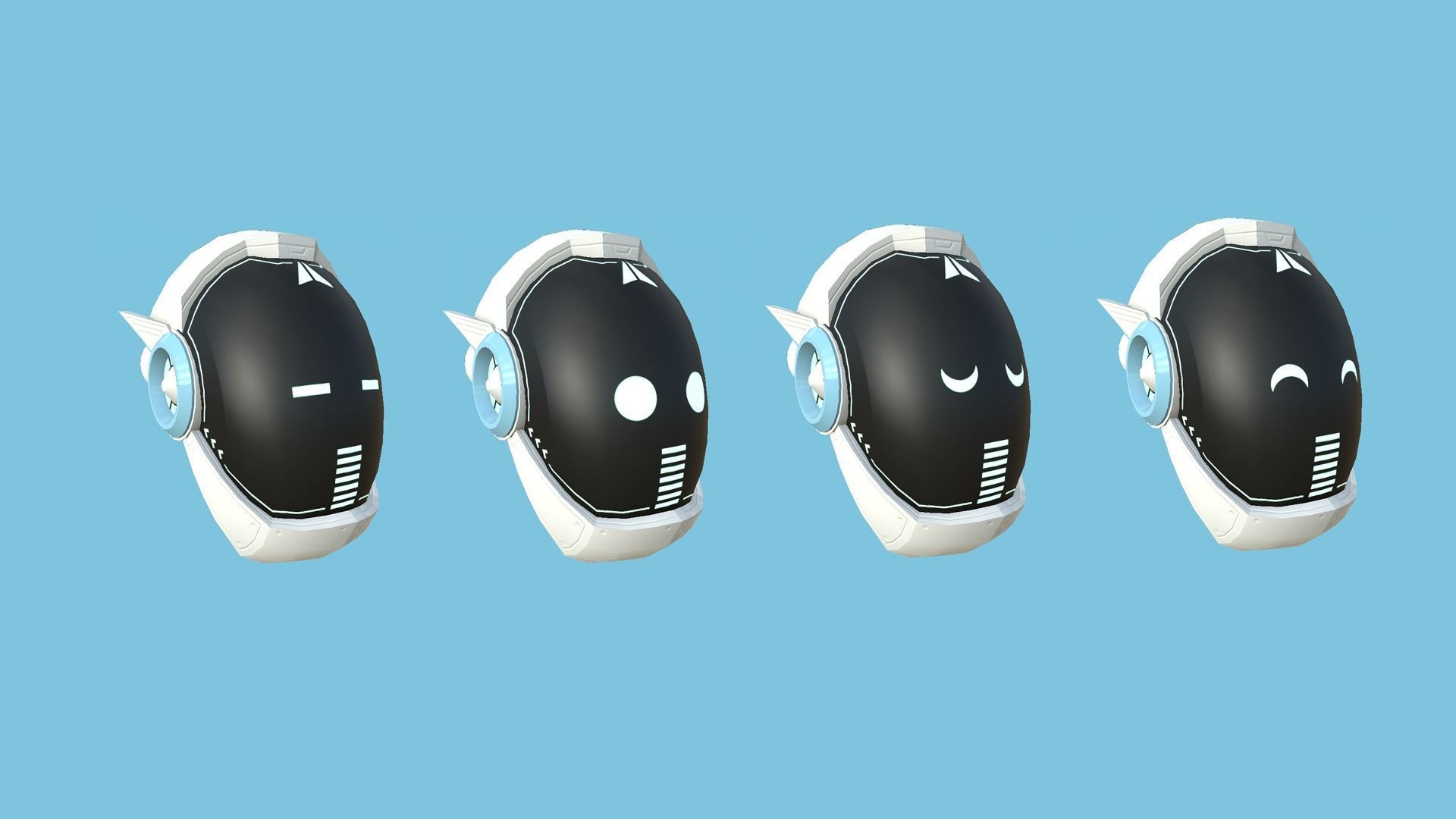 SciFi Helmet 02 - Robot Faces - Character Design Fashion Low-poly 3D model_10