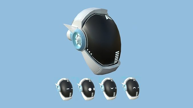 SciFi Helmet 02 - Robot Faces - Character Design Fashion Low-poly 3D model
