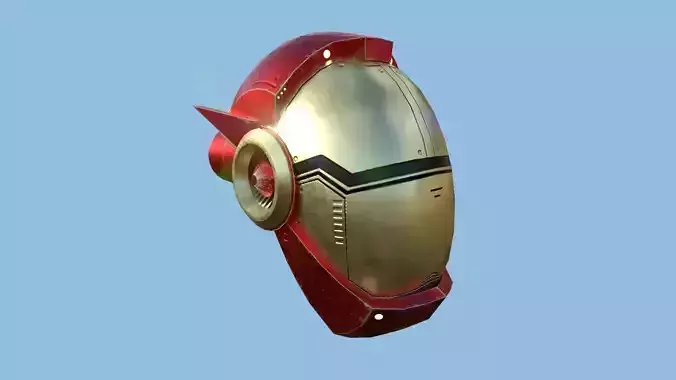 SciFi Helmet 04 - Red Gold Iron - Character Design Fashion