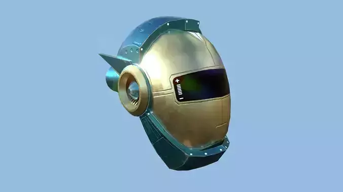SciFi Helmet 05 - Blue Gold Iron - Character Design Fashion