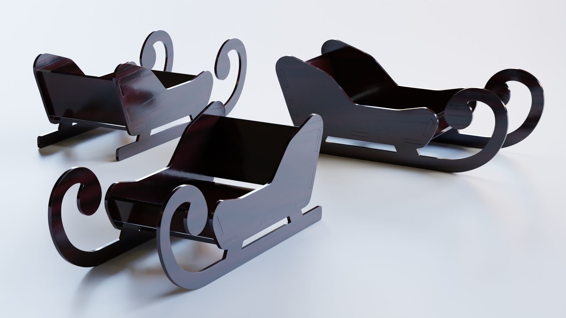 Wooden Toy Sleigh 3D model_7