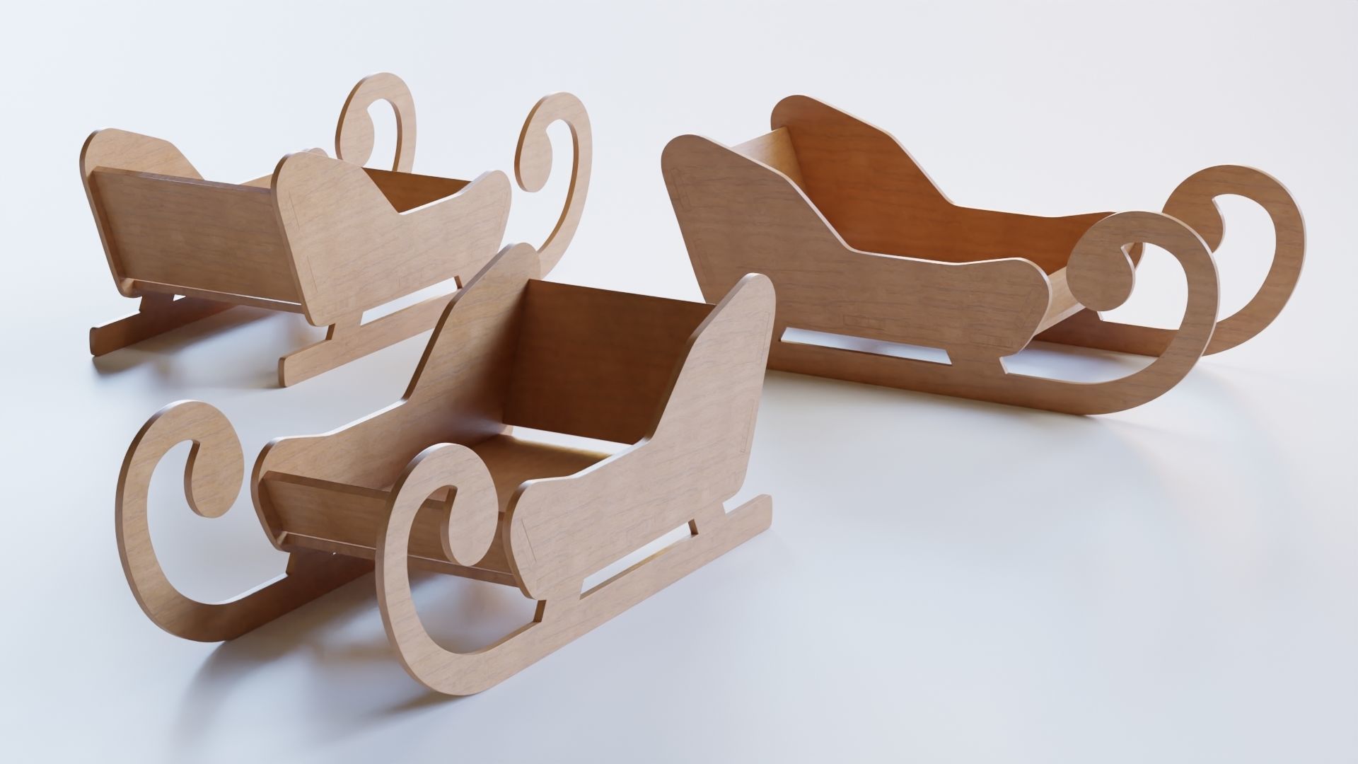 Wooden Toy Sleigh 3D model_4