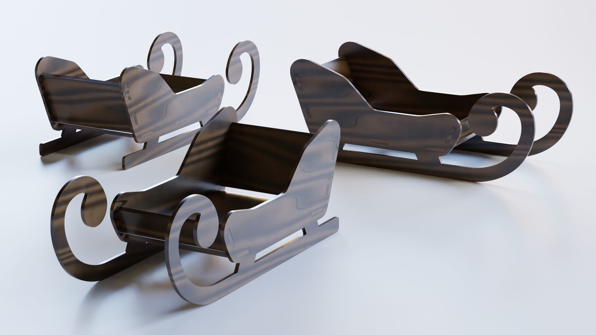Wooden Toy Sleigh 3D model_5