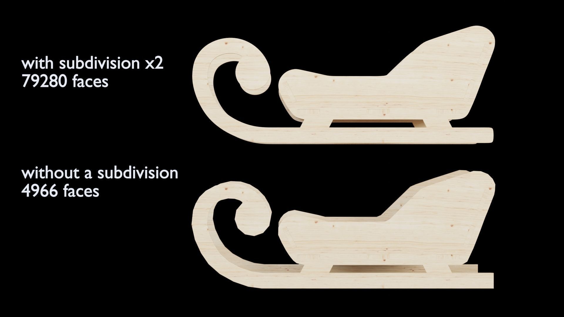 Wooden Toy Sleigh 3D model_10